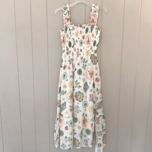 MINE Floral Smocked Dress with Ruffled Straps